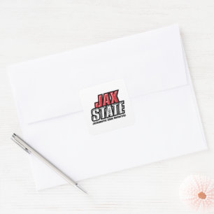 Pegatina Cuadrada Logotipo de Jacksonville State University JAX STAT
