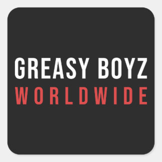 Pegatina Cuadrada Logotipo de la barra Greasy Boyz Worldwide