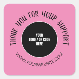 Pegatina Cuadrada Logotipo de la Compañía personalizado Gracias Por 