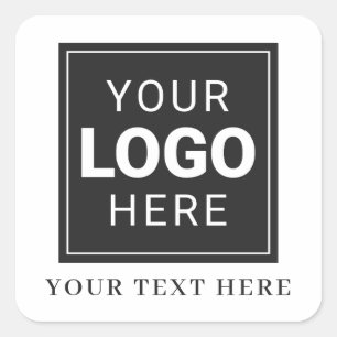 Pegatina Cuadrada Logotipo de la empresa más texto