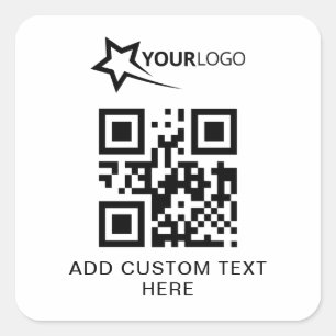 Pegatina Cuadrada Logotipo de la empresa personalizado y código QR