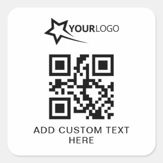 Pegatina Cuadrada Logotipo de la empresa personalizado y código QR