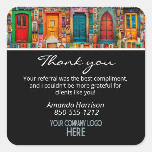 Pegatina Cuadrada Logotipo de la empresa: remisión - puertas antigu