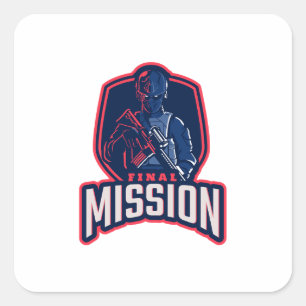 Pegatina Cuadrada Logotipo de la marca del ejército Sudadera con grá