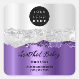 Pegatina Cuadrada Logotipo de la tienda en línea QRCode Strokes Púrp