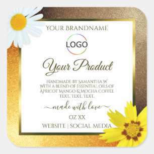 Pegatina Cuadrada Logotipo de las etiquetas de productos blancos de