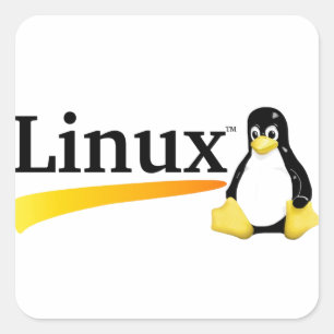 Pegatina Cuadrada Logotipo de Linux con los productos de Tux