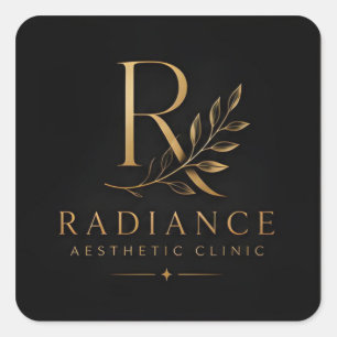 Pegatina Cuadrada Logotipo de lujo de clínica estética Radiance Gink