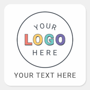 Pegatina Cuadrada Logotipo de marca y mensaje personalizado