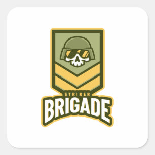 Pegatina Cuadrada Logotipo de mascota de marca de juegos Logotipo mi