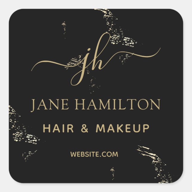 Pegatina Cuadrada Logotipo de negocio de monograma (Anverso)