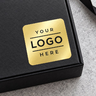 Pegatina Cuadrada Logotipo de negocio dorado personalizado Promo