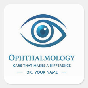 Pegatina Cuadrada Logotipo de Oftalmología para Clínica Oftalmológic