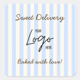 Pegatina Cuadrada Logotipo de Panadería Café Horneado con Amor