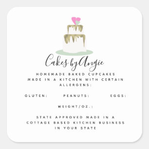 Pegatina Cuadrada Logotipo de pastel por niveles Negocio de comida c