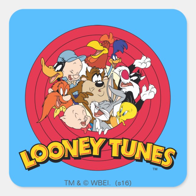 Pegatina Cuadrada Logotipo de personaje de LOONEY TUNES™ (Anverso)