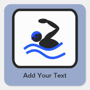 Pegatina Cuadrada Logotipo de personalizable Swimmer