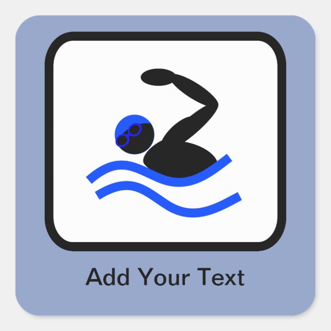 Pegatina Cuadrada Logotipo de personalizable Swimmer (Anverso)