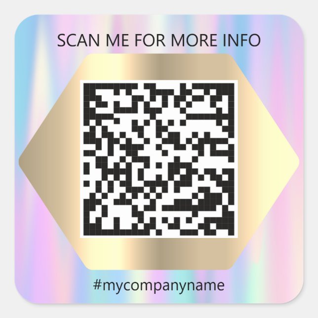 Pegatina Cuadrada Logotipo de personalizado Código QR Escaneo Me Nom (Anverso)