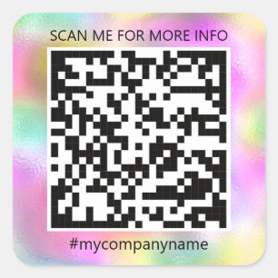 Pegatina Cuadrada Logotipo de personalizado Código QR Escaneo Me Nom