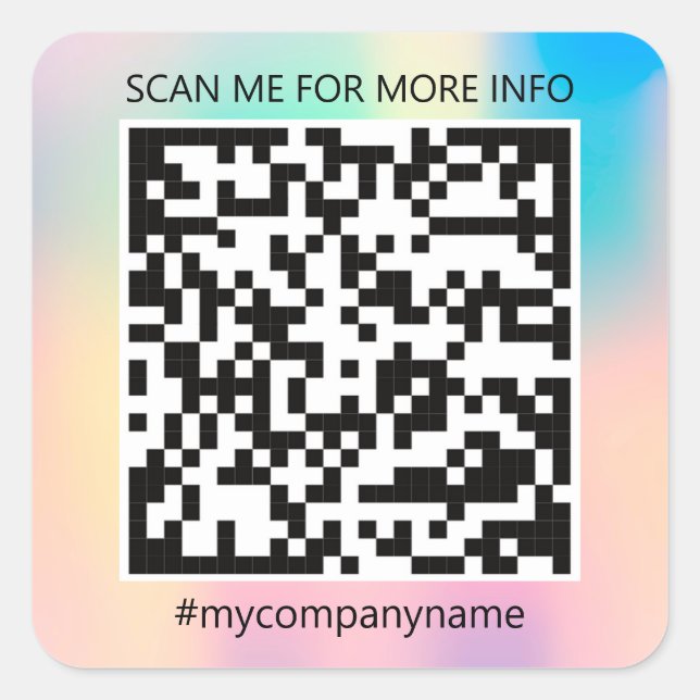 Pegatina Cuadrada Logotipo de personalizado Código QR Escaneo mi nom (Anverso)