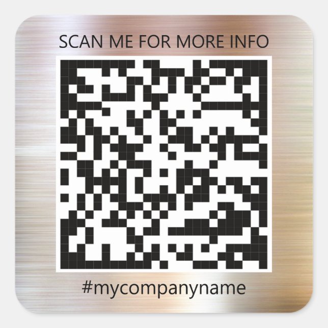 Pegatina Cuadrada Logotipo de personalizado Código QR Escaneo mi Ros (Anverso)