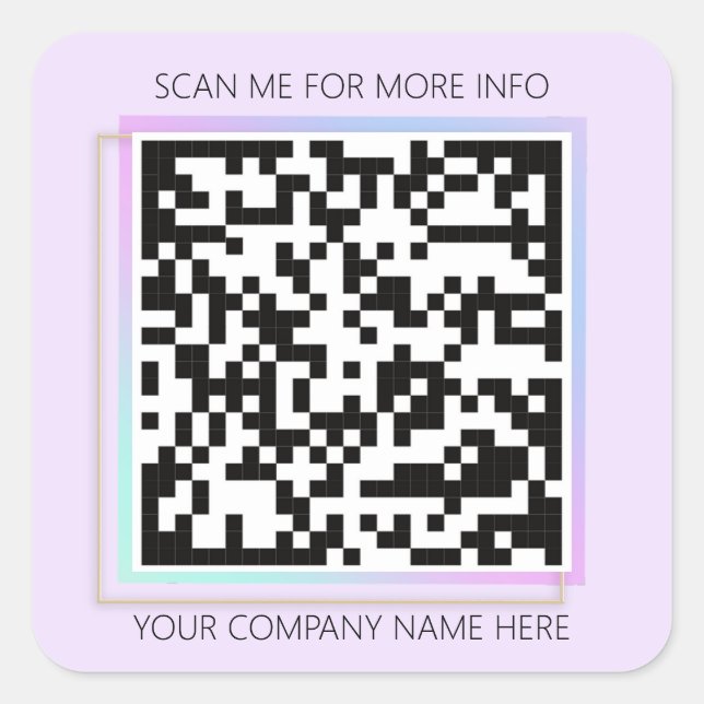 Pegatina Cuadrada Logotipo de personalizado Código QR Escaneo Para P (Anverso)