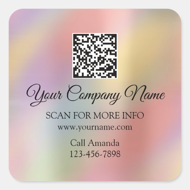 Pegatina Cuadrada Logotipo de personalizado Código QR Holográfico pr (Anverso)