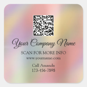 Pegatina Cuadrada Logotipo de personalizado Código QR Holográfico pr