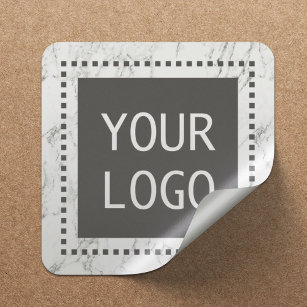 Pegatina Cuadrada Logotipo de Personalizado corporativo Mármol blanc