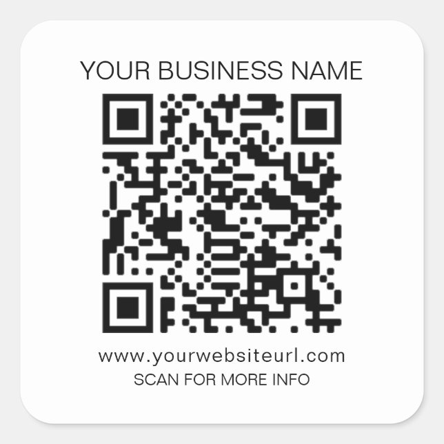 Pegatina Cuadrada Logotipo de Personalizado de código QR y pegamento (Anverso)