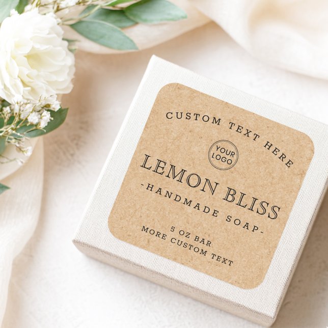 Pegatina Cuadrada logotipo de personalizado Kraft apariencia etiquet (Custom logo Kraft look paper square product labels)