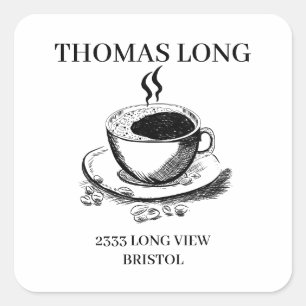 Pegatina Cuadrada logotipo de personalizado madera de café madera