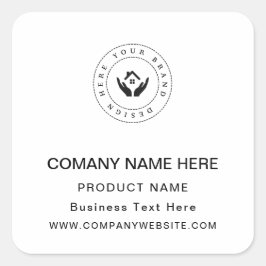Pegatina Cuadrada Logotipo de personalizado Nombre comercial Texto p