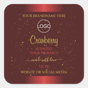 Pegatina Cuadrada Logotipo de Purpurina Gold para las etiquetas de p