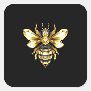Pegatina Cuadrada Logotipo de Relieve metalizado dorado falso poligo