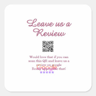 Pegatina Cuadrada logotipo de reseña comercial de Google Scan QR rev