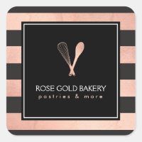 Logotipo de Rosa Gold Whisk Spoon de lujo a rayas 