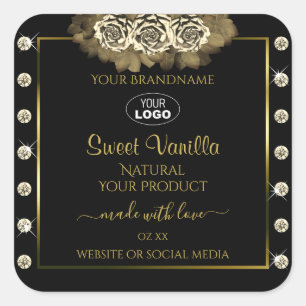 Pegatina Cuadrada Logotipo de Rosas de joyas de marcas de productos 