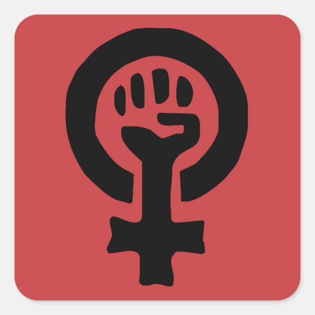 Pegatina Cuadrada Logotipo de símbolo feminista (Anverso)
