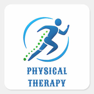 Pegatina Cuadrada Logotipo de Terapia Física para Clínica de Rehabil