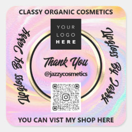 Pegatina Cuadrada Logotipo del código QR para empresas de agradecimi