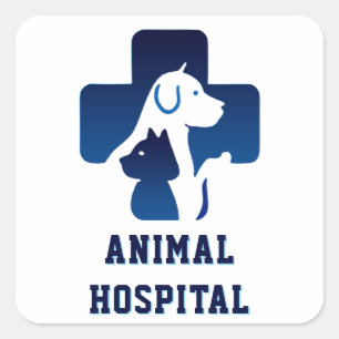Pegatina Cuadrada 🏥 Logotipo del Hospital Animal Centro Médico Vete