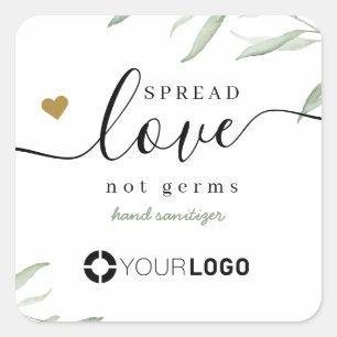 Pegatina Cuadrada Logotipo del negocio Sanitizer Greenery Spread Lov