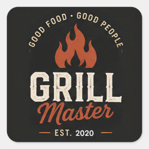 Pegatina Cuadrada 🔥 Logotipo del personal de cocina del restaurante