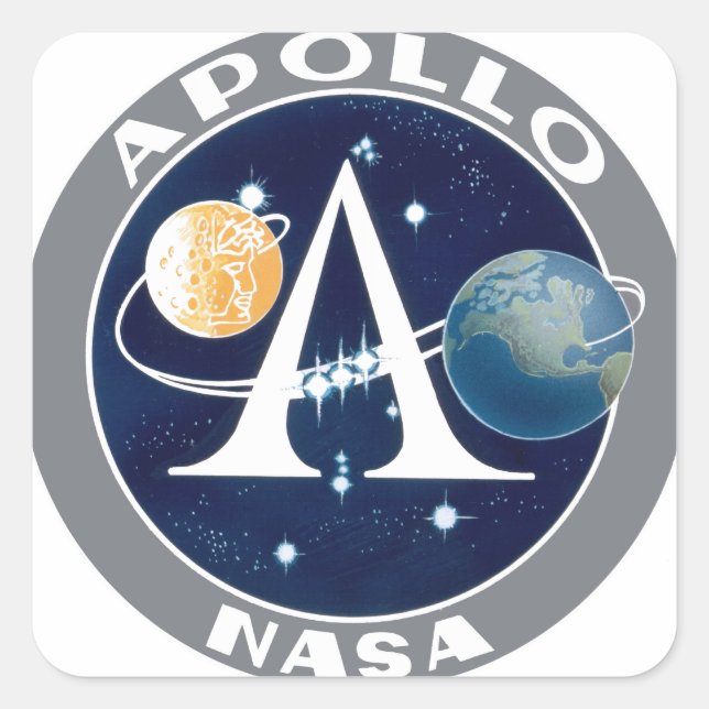 Pegatina Cuadrada Logotipo del Programa Apolo (Anverso)