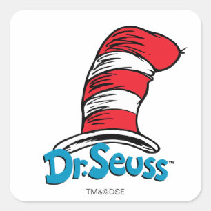 Pegatina Cuadrada Logotipo del sombrero de Dr. Seuss