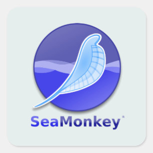 Pegatina Cuadrada Logotipo del texto de SeaMonkey