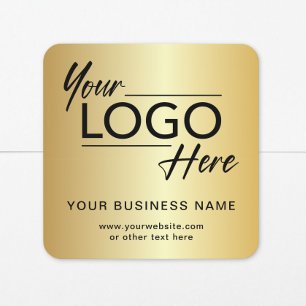 Pegatina Cuadrada Logotipo dorado para negocios