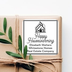 Pegatina Cuadrada Logotipo elegante de la compañía de bienes raíces 